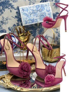 🆕 TED BAKER 🧿 NWOB Liv Floral Ankle Strap Heel Sandal, Purple - Sz EU38.5 US 8